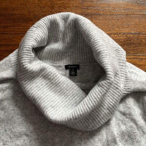 Halogen Light Gray Wool Cowl Neck Sweater - Picture 3 of 5